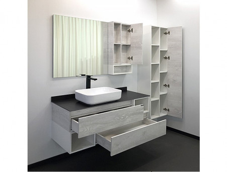 Тумба с Раковиной «Comforty» Прага-120, 120x62,5x52см, Дуб Белый, Графитовая Столешница (00-00014834CF)
