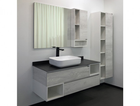 Тумба с Раковиной «Comforty» Прага-120, 120x62,5x52см, Дуб Белый, Графитовая Столешница (00-00014834CF)