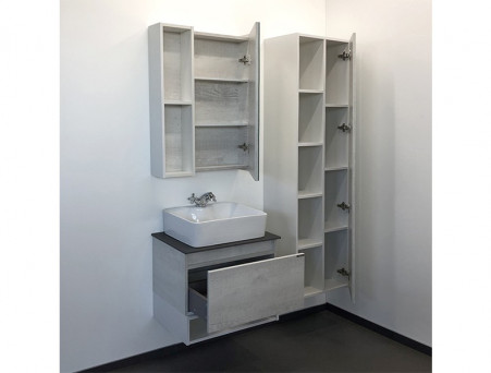 Тумба с Раковиной «Comforty» Прага-60, 60x63,5x40см, Дуб Белый, Графитовая Столешница (00-00014536CF)