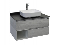 Тумба с Раковиной «Comforty» Прага-90, 90x63x52см, Дуб Белый, Графитовая Столешница (00-00014424CF)