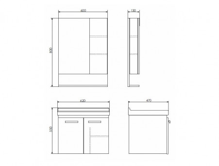 Тумба с Раковиной «Comforty» Рига-62, 62x55x47см, Дуб Сонома (00004142213CF)