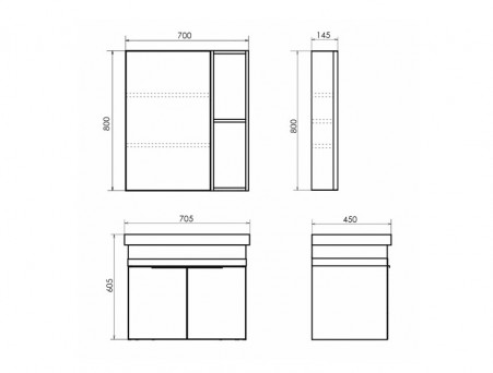 Тумба с Раковиной «Comforty» Соло-70, 70,5x60,5x45см, Дуб Темно-Коричневый (00-00010978CF)