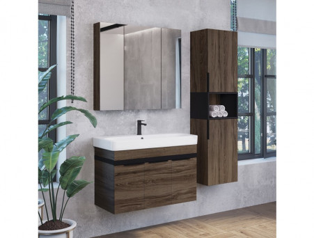 Тумба с Раковиной «Comforty» Соло-90, 90x60,5x45см, Дуб Темно-Коричневый (00-00010979CF)