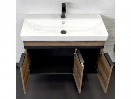 Тумба с Раковиной «Comforty» Соло-90, 90x60,5x45см, Дуб Темно-Коричневый (00-00010979CF)