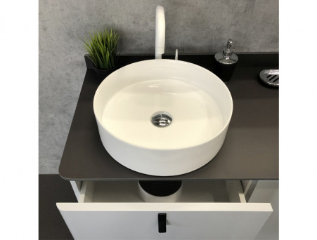 Тумба с Раковиной «Comforty» Сорренто-90, 90,5x88x52см, Серый, Черная Столешница (00-00013520CF)