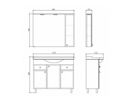 Тумба с Раковиной «Comforty» Сочи-85, 87,5x88x51см, Белый (00004134639CF)