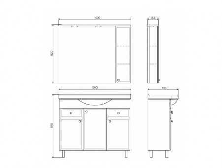 Тумба с Раковиной «Comforty» Сочи-100, 99x88x52см, Белый (00004134582CF)
