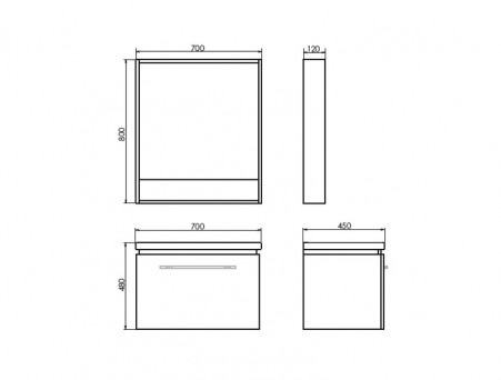 Тумба с Раковиной «Comforty» Томари-70, 70x48x45см, Дуб Темно-Коричневый (00-00001279CF)