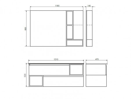 Тумба с Раковиной «Comforty» Турин-120, 121x52x47см, Дуб Бежевый (00-00013939CF)