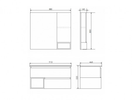 Тумба с Раковиной «Comforty» Турин-90, 91x52x46,5см, Дуб Бежевый (00-00013940CF)