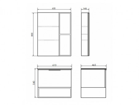 Тумба с Раковиной «Comforty» Франкфурт-60, 61x54x46,5см, Бетон Светлый (00-00004332CF)
