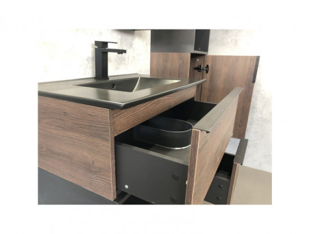 Тумба с Раковиной «Comforty» Франкфурт-75, 75x56x46,5см, Дуб Шоколадно-Коричневый (00-00000889CF)