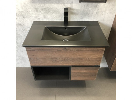 Тумба с Раковиной «Comforty» Франкфурт-75, 75x56x46,5см, Дуб Шоколадно-Коричневый (00-00000889CF)