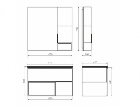 Тумба с Раковиной «Comforty» Франкфурт-90, 91x56x46,5см, Бетон Светлый (00-00006503CF)