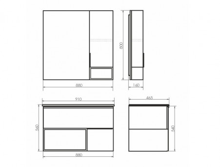 Тумба с Раковиной «Comforty» Франкфурт-90, 91x56x46,5см, Бетон Светлый (00-00007342CF)