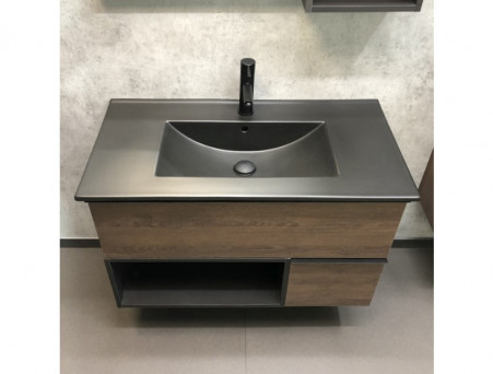 Тумба с Раковиной «Comforty» Франкфурт-90, 91x56x46,5см, Дуб Шоколадно-Коричневый (00-00002048CF)