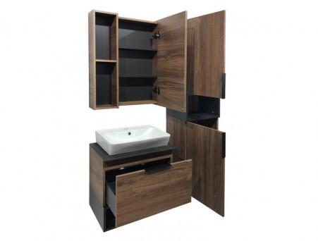 Тумба с Раковиной «Comforty» Штутгарт-60, 60x64,5x40см, Дуб Темно-Коричневый (00004151039CF)