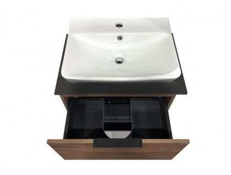 Тумба с Раковиной «Comforty» Штутгарт-60, 60x64,5x40см, Дуб Темно-Коричневый (00004151039CF)