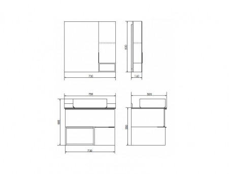Тумба с Раковиной «Comforty» Штутгарт-75, 75,5x68,5x52см, Дуб Темно-Коричневый, Черная Столешница (00-00001884CF)