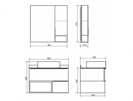 Тумба с Раковиной «Comforty» Штутгарт-90, 90,5x68,5x52см, Дуб Темно-Коричневый, Черная Столешница (00-00002868CF)