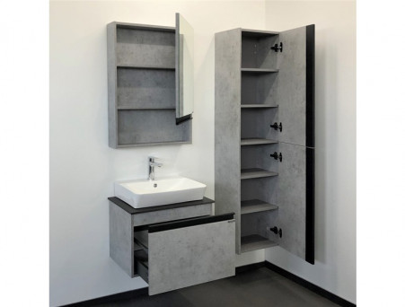 Тумба с Раковиной «Comforty» Эдинбург-60, 60x52,5x40см, Бетон Светлый, Черная Столешница (00-00001928CF)