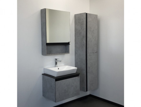 Тумба с Раковиной «Comforty» Эдинбург-60, 60x52,5x40см, Бетон Светлый, Черная Столешница (00-00001928CF)