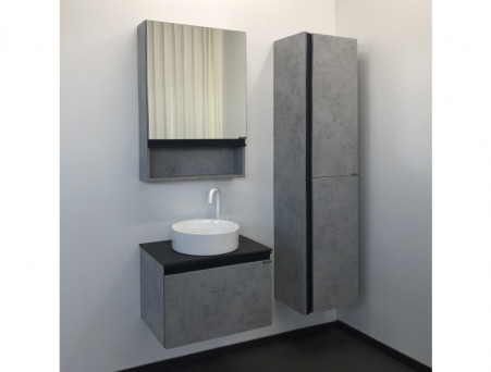 Тумба с Раковиной «Comforty» Эдинбург-60, 60x52,5x40см, Бетон Светлый, Черная Столешница (00-00002782CF)