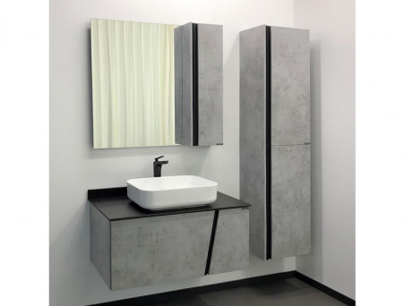 Тумба с Раковиной «Comforty» Эдинбург-90, 90,5x54,5x52см, Бетон Светлый, Черная Столешница (00004147997CF)