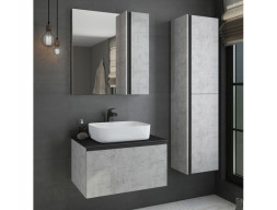 Тумба с Раковиной «Comforty» Эдинбург-75, 75,5x54,5x52см, Бетон Светлый, Черная Столешница (00004149066CF)