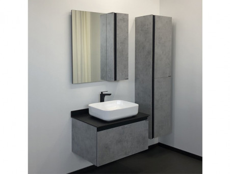 Тумба с Раковиной «Comforty» Эдинбург-75, 75,5x54,5x52см, Бетон Светлый, Черная Столешница (00004149066CF)