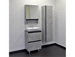 Тумба с Раковиной «Comforty» Эдинбург-60, 60x95x40см, Бетон Светлый, Черная Столешница (00-00004763CF)