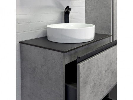 Тумба с Раковиной «Comforty» Эдинбург-60, 60x95x40см, Бетон Светлый, Черная Столешница (00-00004767CF)