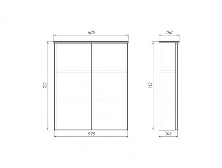 Шкаф Подвесной «Comforty» Моно-60, 60x71x16см, Бетон Светлый (00-00014968CF)