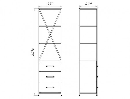 Шкаф-Колонна «Comforty» Лофт-55, 55x201x42см, Дуб Темно-Коричневый (00-00012090CF)