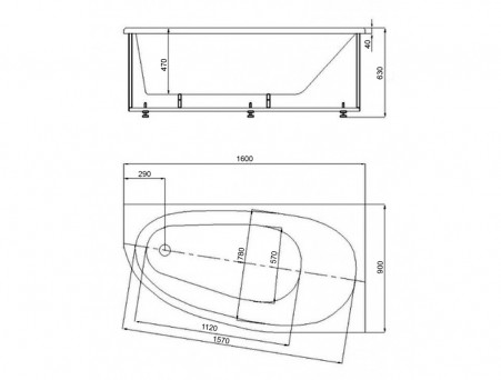 Акриловая Ванна «Azario» Kapris, Асимметричная, 160x90см (AV.0001160)