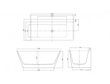 Акриловая Ванна «Azario» Oxford, Прямоугольная, 170x83см (OXF17083)