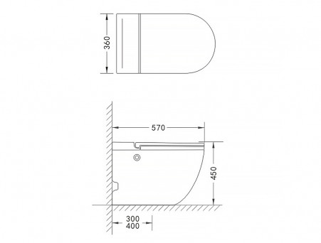 Унитаз Импульсный «Azario» Подвесной, Микролифт, Полукруглый, 360x570x450мм (AZ-102)