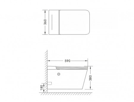 Унитаз Импульсный «Azario» Подвесной, Микролифт, Квадратный, 360x590x380мм (AZ-101C)