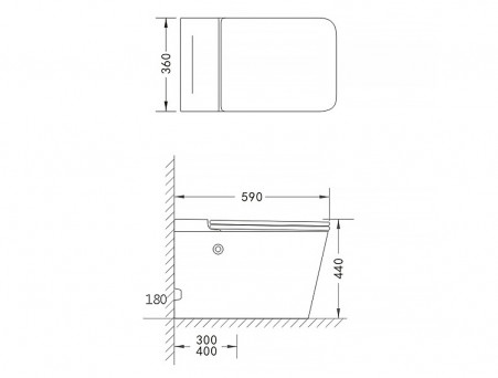Унитаз Импульсный «Azario» Подвесной, Микролифт, Квадратный, 360x590x440мм (AZ-101 A)