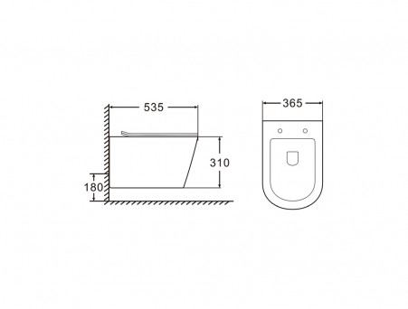 Подвесной Унитаз «Azario» Fonti, Безободковый, Микролифт, 535x310x365 (AZ-402W)