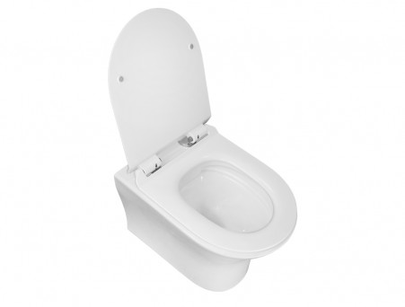 Подвесной Унитаз «Azario» Fretta Round, Безободковый, Микролифт, 485x365x360 (AZ-2617E)