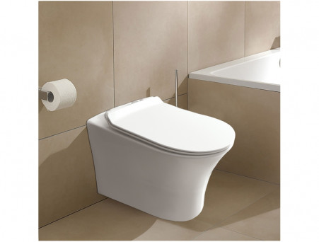 Подвесной Унитаз «Azario» Fretta Round, Безободковый, Микролифт, 485x365x360 (AZ-2617E)