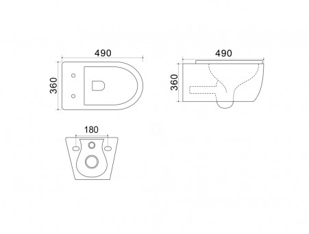 Подвесной Унитаз «Azario» Geno, Безободковый, Микролифт, 490x360x360 (AZ2196D)