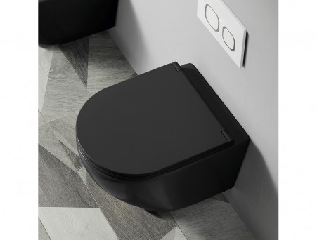 Подвесной Унитаз «Azario» Grado, Безободковый, Микролифт, 490x360x370 (AZ-0046N-MB)