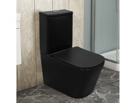 Унитаз-Компакт «Azario» Black King Напольный, Безободковый, Микролифт, 640x810x370 (AZ-8303D)