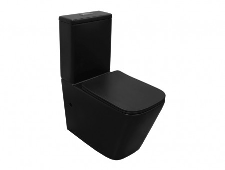 Унитаз-Компакт «Azario» Black King Напольный, Безободковый, Микролифт, 640x810x370 (AZ-8303D)