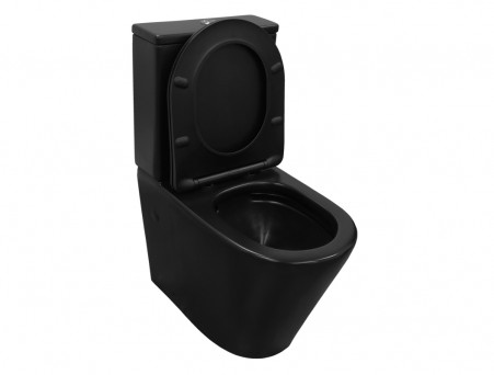 Унитаз-Компакт «Azario» Black Queen Напольный, Безободковый, Микролифт, 605x800x370 (AZ-8380)