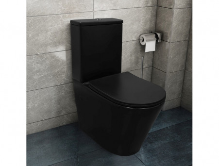 Унитаз-Компакт «Azario» Black Queen Напольный, Безободковый, Микролифт, 605x800x370 (AZ-8380)