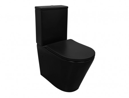 Унитаз-Компакт «Azario» Black Queen Напольный, Безободковый, Микролифт, 605x800x370 (AZ-8380)