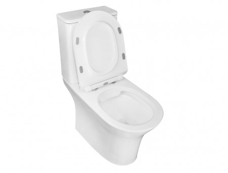 Унитаз-Компакт «Azario» Fretta Round, Безободковый с Бачком, Микролифт, 650x770x340 (AZ-1217 + AZ-1216)